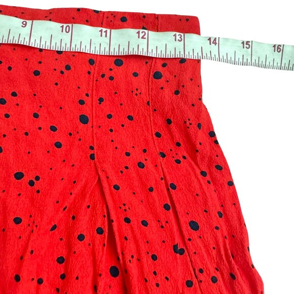 Zara Red Pleated Polka Dot High-Waisted Shorts size small zip button closure - Picture 4 of 10